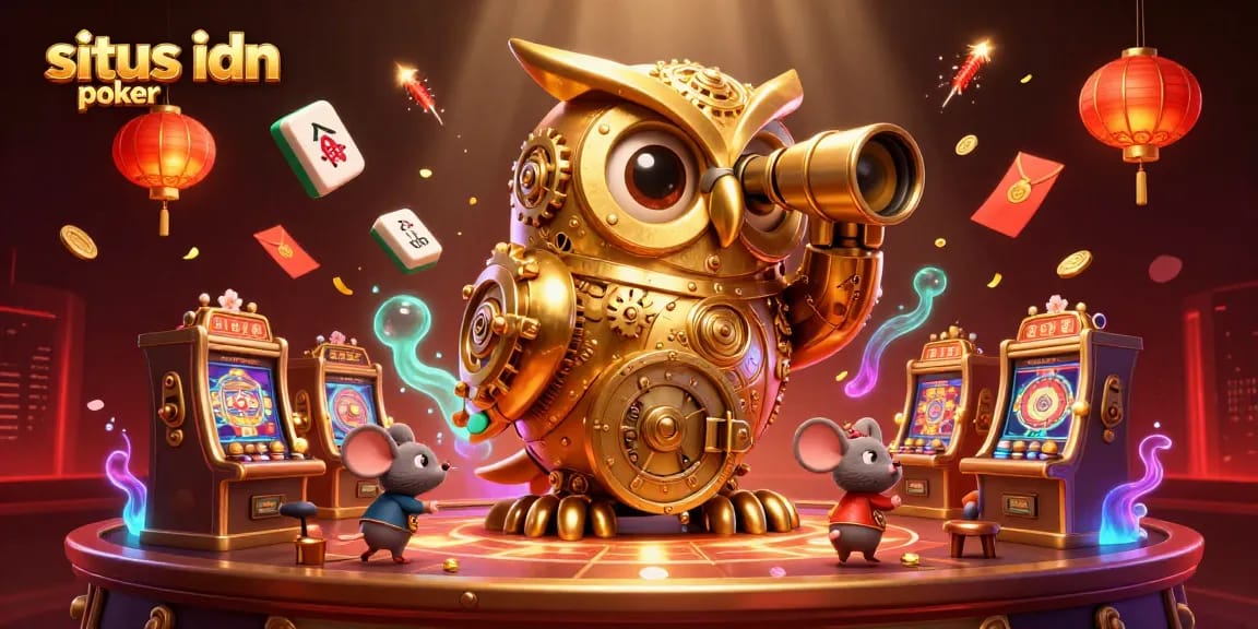 Permainan situs idn poker dengan karakter hiburan dan elemen keberuntungan berwarna cerah