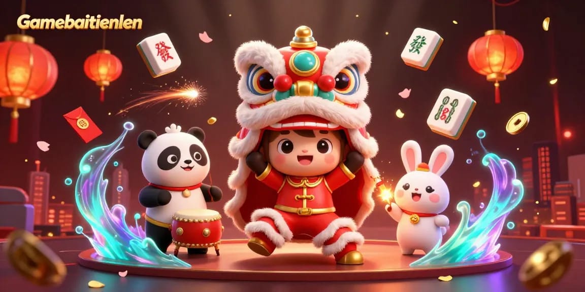 Experience strategic gameplay excitement at Gamebaitienlen with vibrant characters and casino elements.