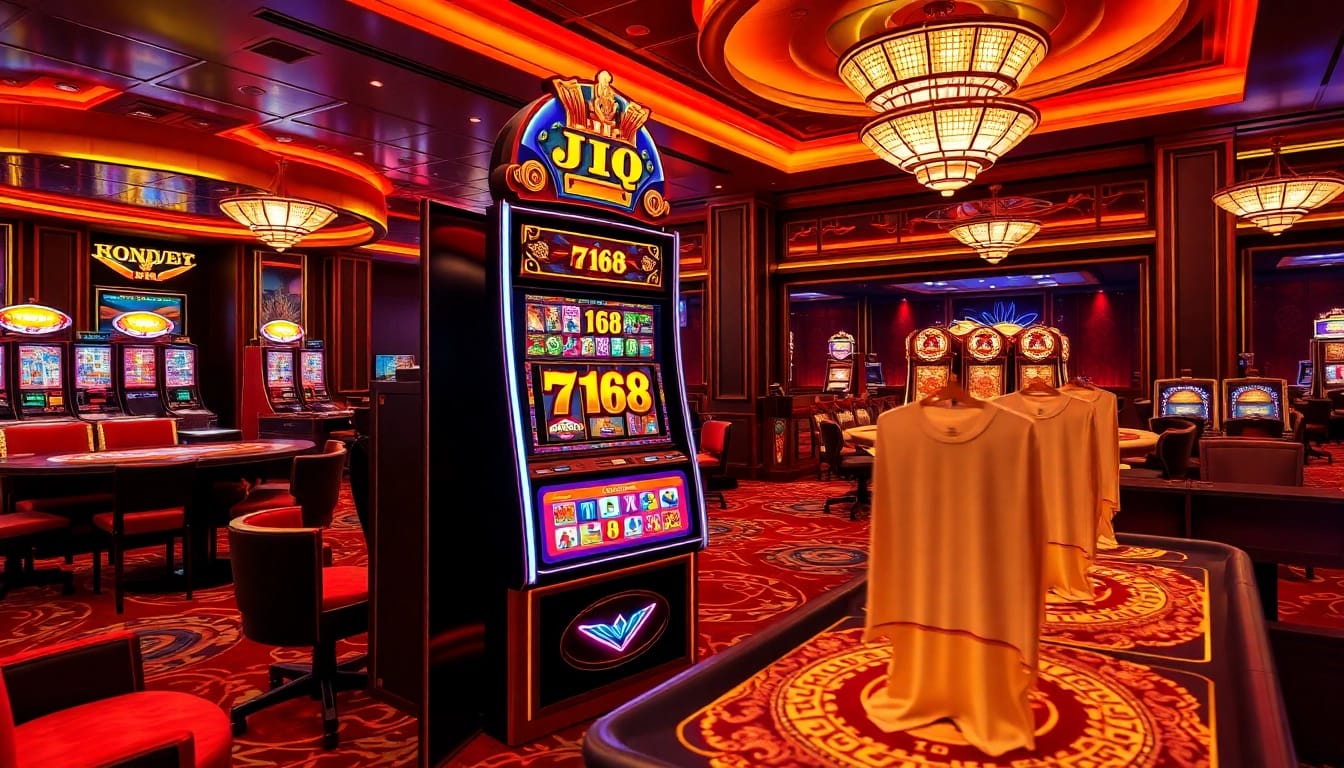 Winning excitement at F168 Nổ Hũ slot machine in a luxurious casino setting.