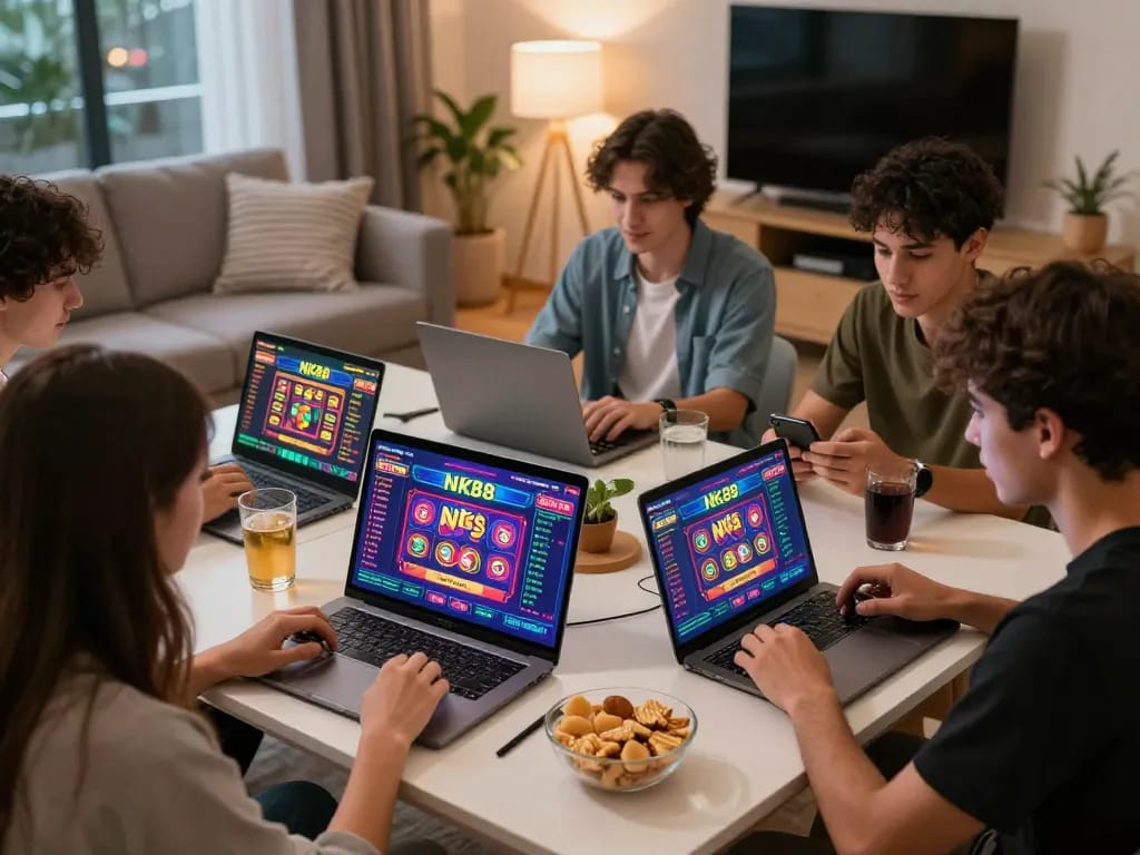Exciting NK88 gaming session with friends in a cozy setting.