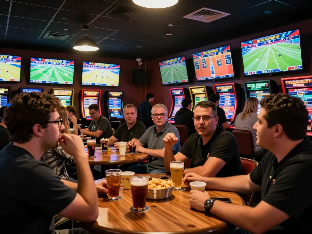 Place bets strategically in an exciting sports betting lounge while analyzing tin soi kèo odds.