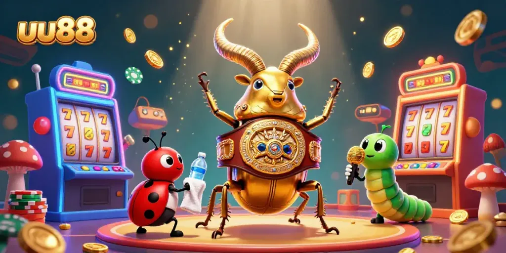 Engage in thrilling online slots with uu88 featuring vibrant cartoon characters and dynamic casino elements.
