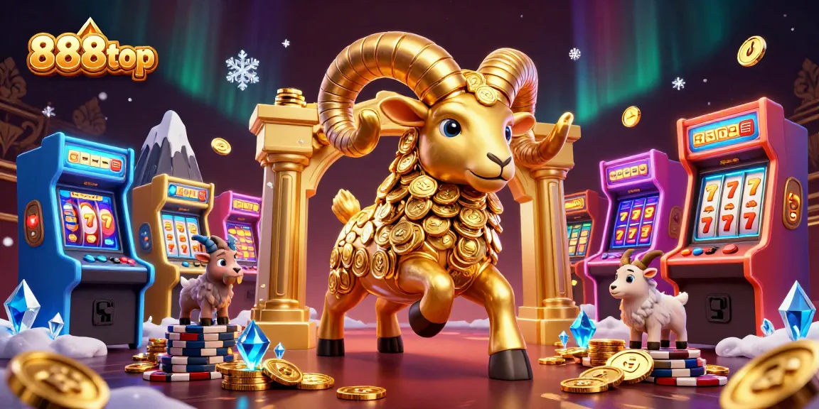 Experience the exciting world of online gaming with 888top as the golden ram charges through casino elements.