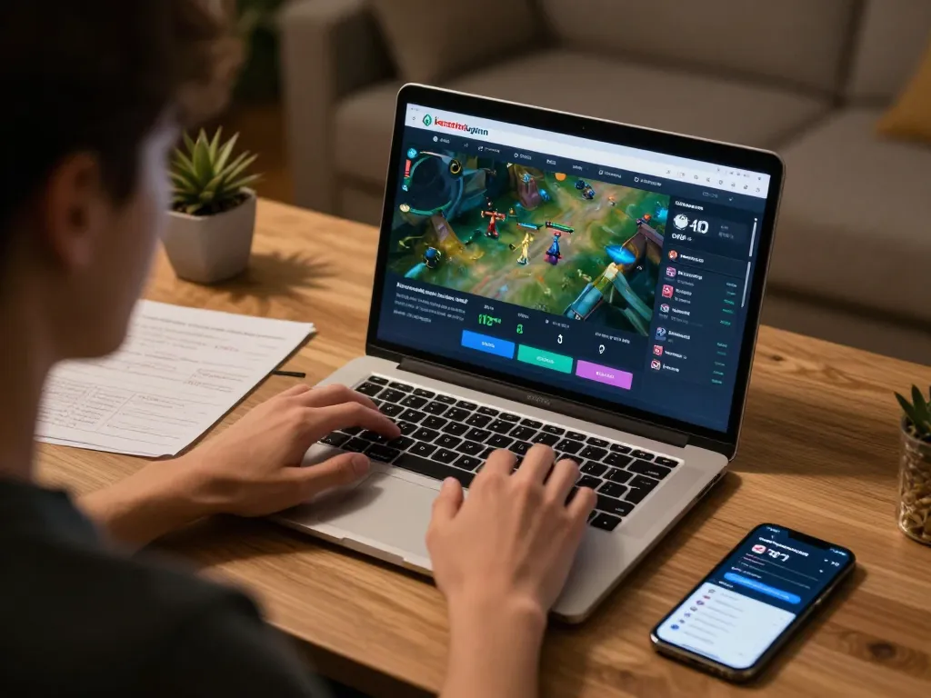 Engaged player using the kenzototo login portal on a laptop while strategizing bets at home, illustrating responsible gambling.