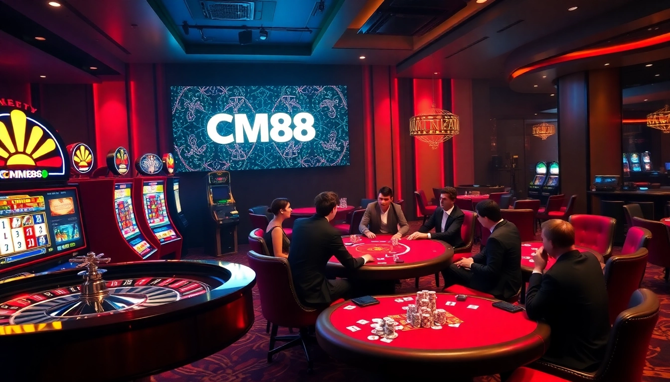 Experience the thrill of CM88 with lively casino games and vibrant gambling elements.