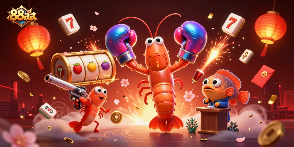 Experience the action with 88aa's vibrant scene featuring dynamic casino-themed elements and lively ocean characters.