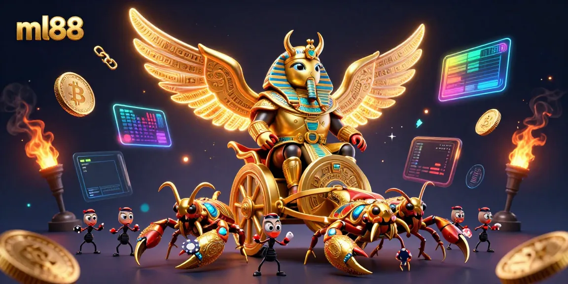 Experience thrilling slots and jackpots at ml88 with a dynamic 3D casino illustration featuring exciting game elements.