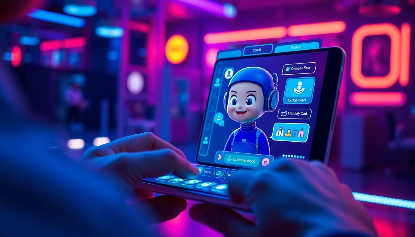 Interactive user experience with Crushon IA in a vibrant digital interface.