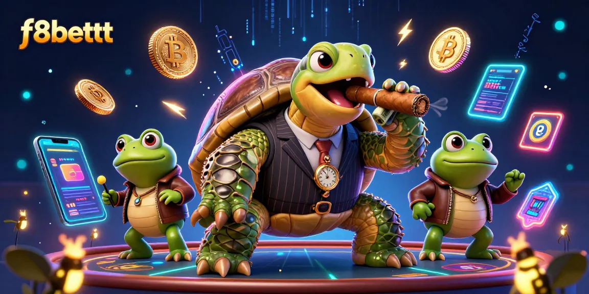 Experience the thrill of f8bettt with this vibrant, interactive casino scene filled with characters and crypto elements.