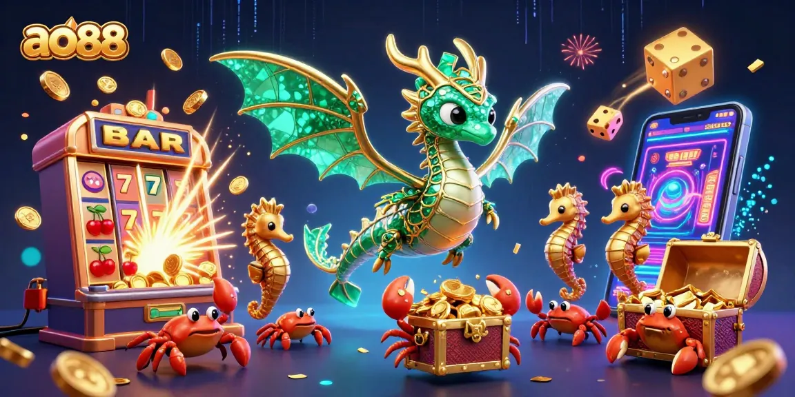 Experience the excitement of ao88 as a sea dragon and casino elements burst with energy and treasures.