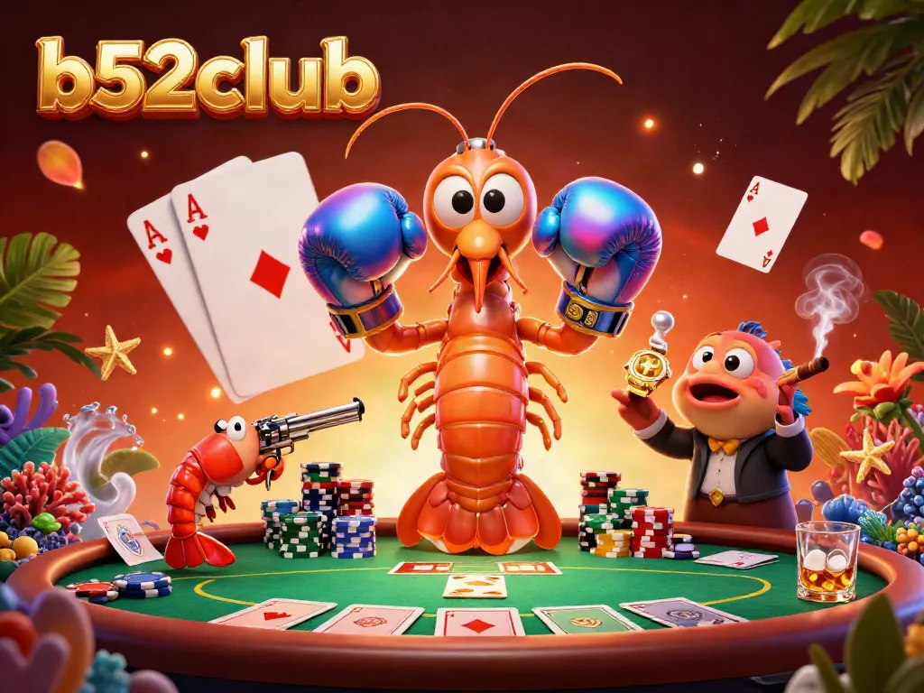 Experience the excitement of poker at b52club, featuring vibrant sea creatures and dynamic game elements.