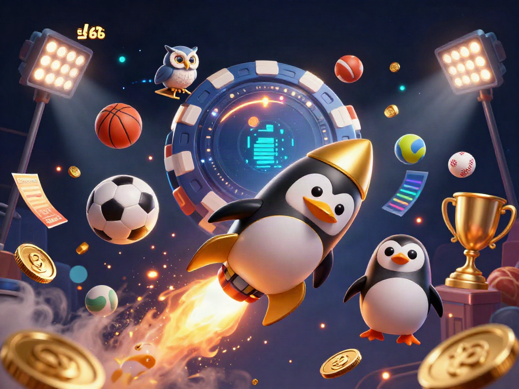 Join the excitement at s6 66 with a vibrant golden penguin and dynamic casino elements!