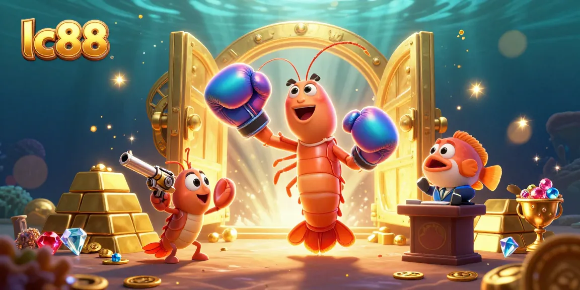 Experience gaming excitement with lc88 as vibrant cartoon characters explore golden treasures and casino wonders.