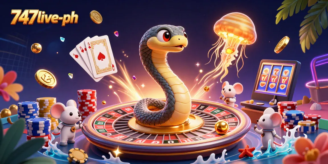 Engage in thrilling gaming with 747live-ph, featuring astronaut mice betting as lucky characters spin a roulette wheel.