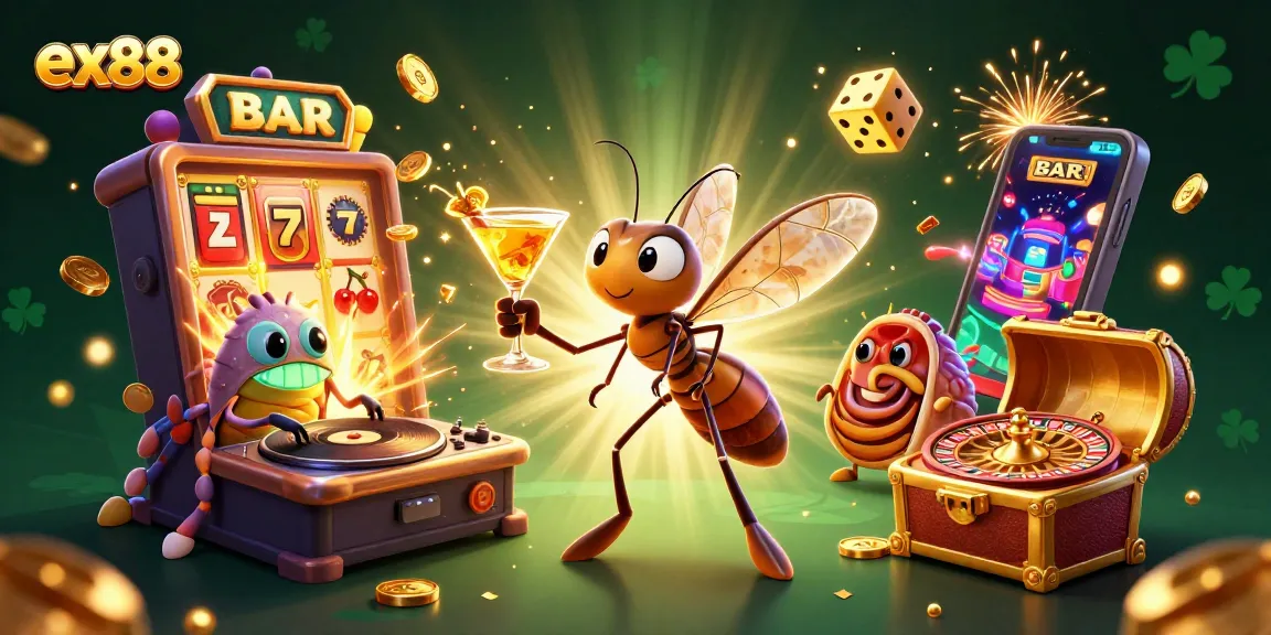 Engage with ex88's vibrant casino scene featuring unique characters and exciting game elements.