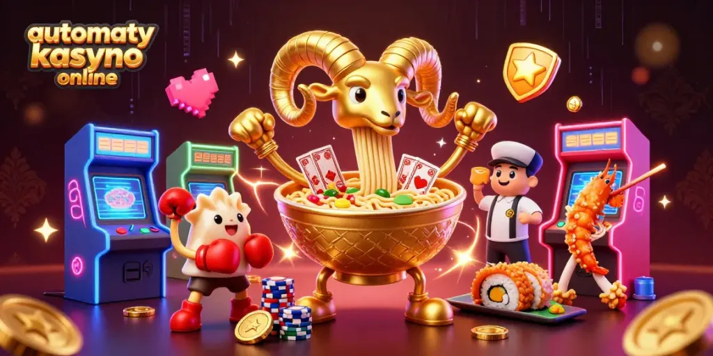 Play automaty kasyno online with a lively scene of characters and colorful game elements.