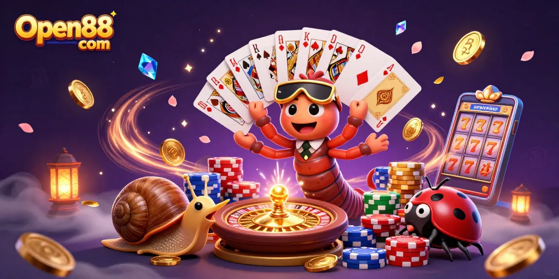 Engage with Open88 com's thrilling casino experience featuring a colorful scene with dynamic characters.