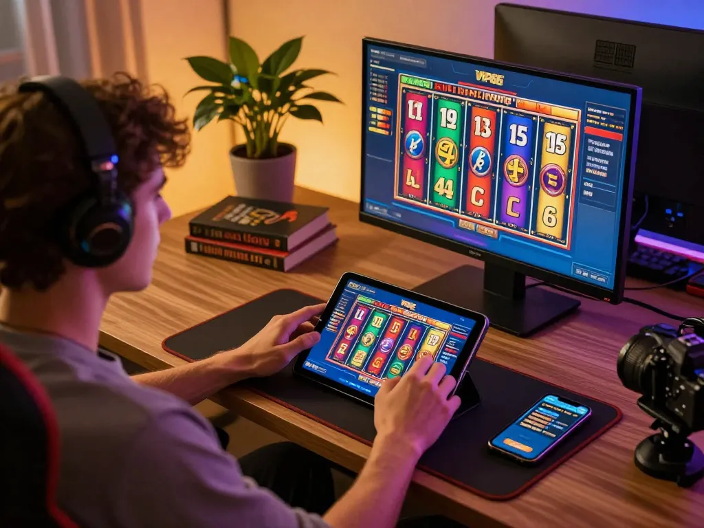 Engaging player experiencing VIP66 casino games on tablet with excitement and strategy.