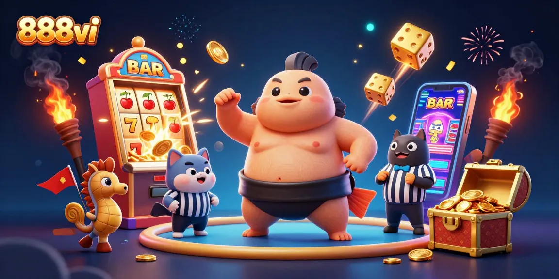 Experience thrilling action at 888vi with vibrant casino motifs in a dynamic game scene.
