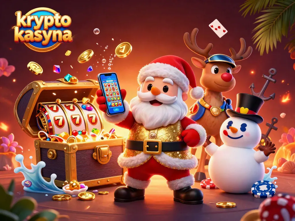 Krypto kasyna scene with Santa, reindeer, and snowman showcasing exciting slot games