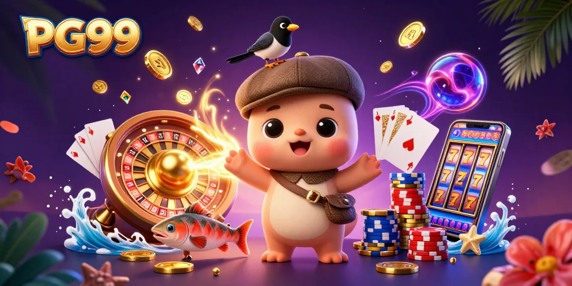 Spin the reels at PG99 for a charming experience with Nessie, magpie, and colorful casino elements.