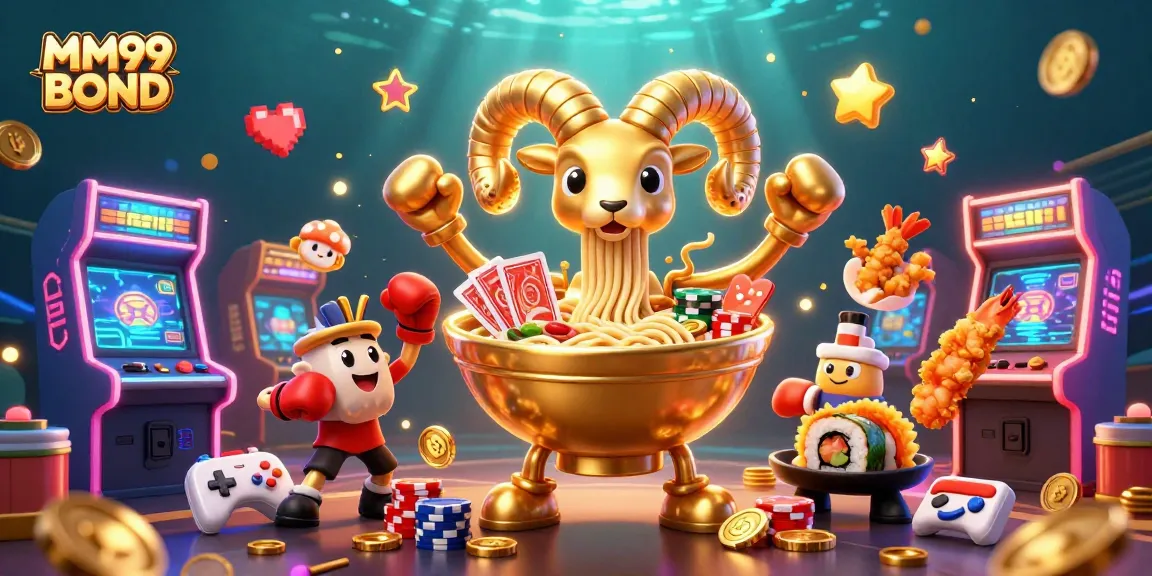 Experience the excitement of MM99 BOND with colorful casino-themed characters and vibrant gaming elements.