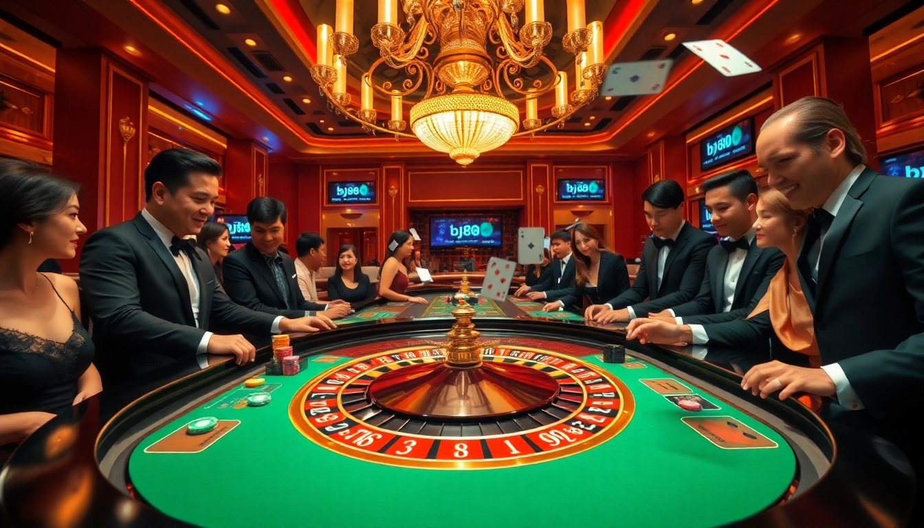 Players enjoying a thrilling game at the bj88 com casino, emphasizing excitement and professionalism.