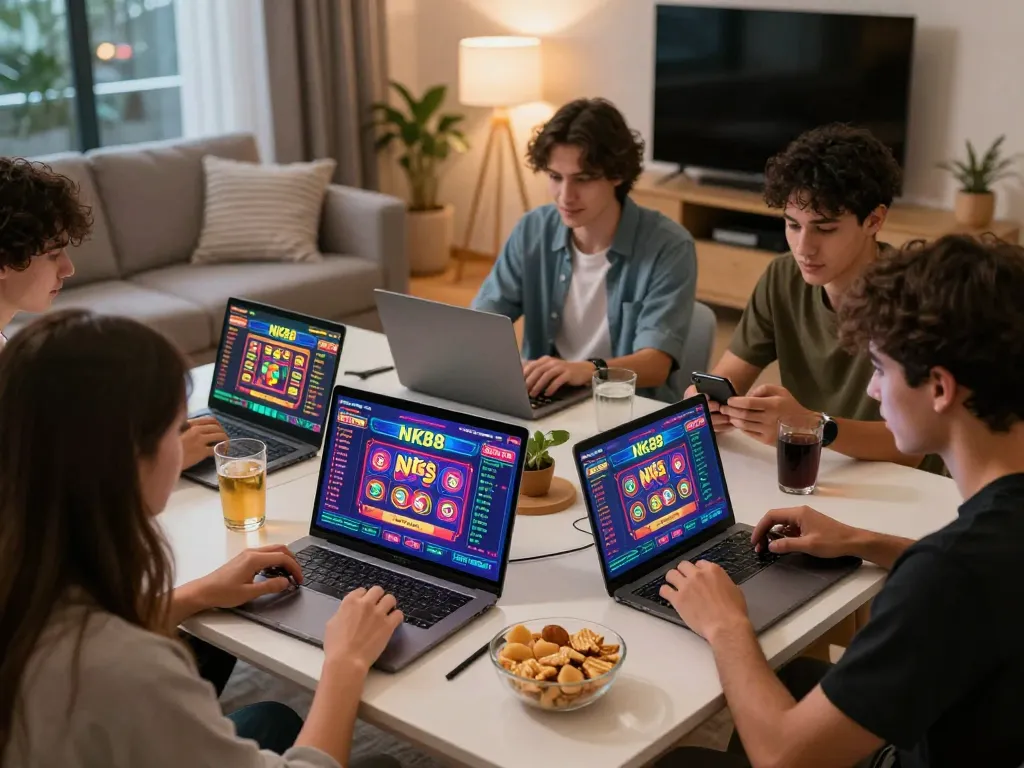 Exciting NK88 gaming session with friends in a cozy setting.