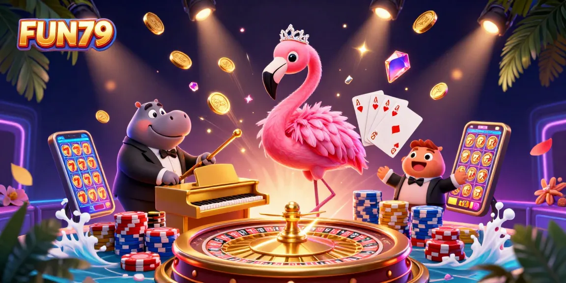 Experience the excitement of FUN79 with stunning casino characters and vibrant gaming elements.