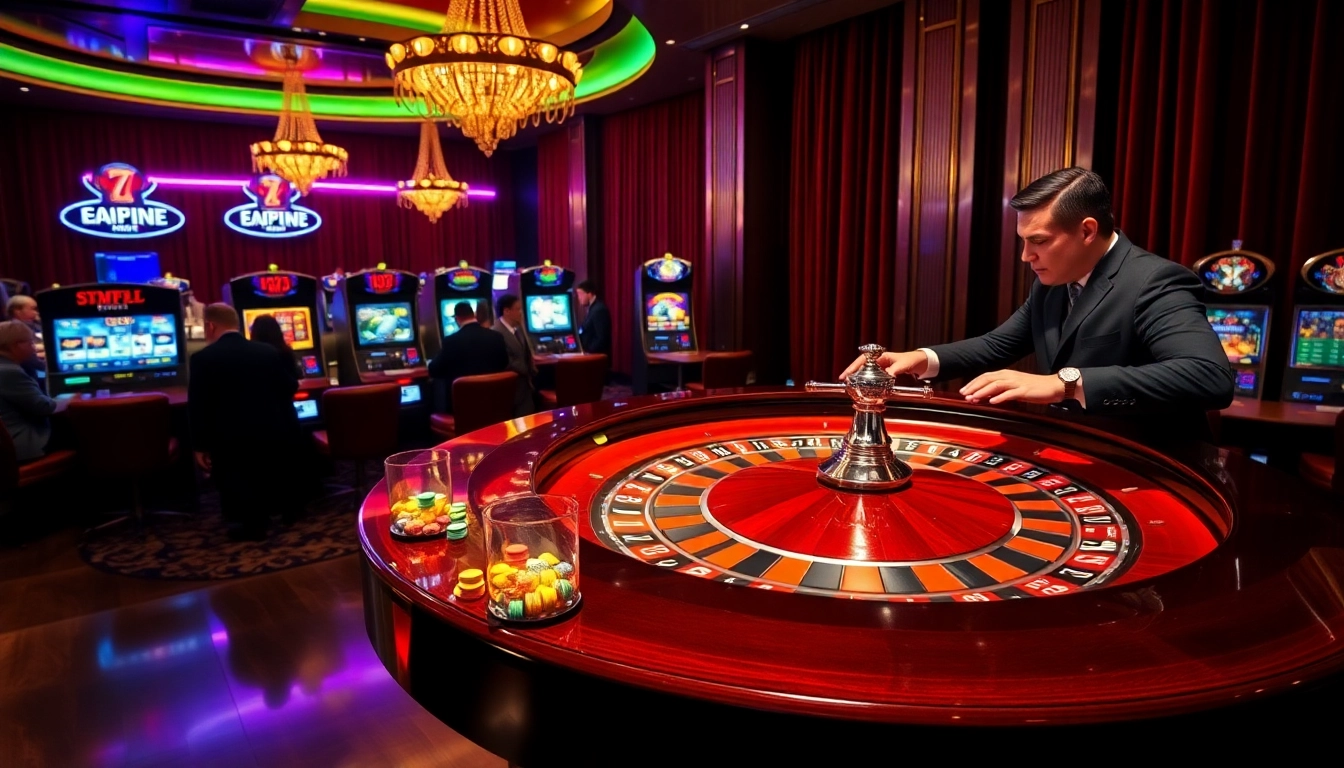 Experience the thrill of CM88 trang chủ with vibrant roulette and slot machines in action.