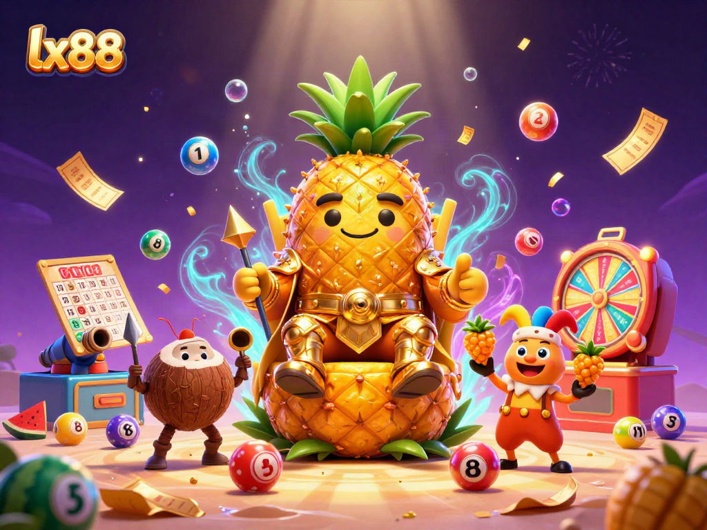 Engage in thrilling gameplay with lx88, featuring a vibrant 3D casino scene full of dynamic lottery elements.