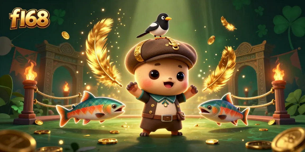 Experience the excitement of f168 with vibrant gaming elements and dynamic characters in a casino-themed illustration.
