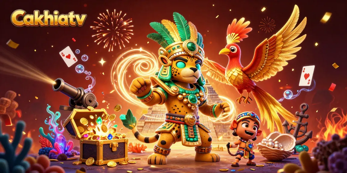 Experience the excitement of cakhiatv with dynamic 3D characters celebrating a thrilling online casino atmosphere.