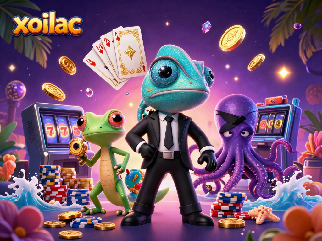 Experience thrilling moments on xoilac in this vibrant 3D casino scene showcasing exciting gameplay.