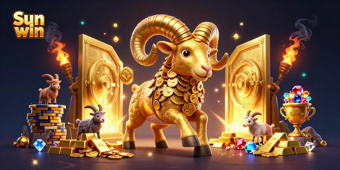Experience thrilling wins with Sun win as a golden ram charges through a jackpot scene.