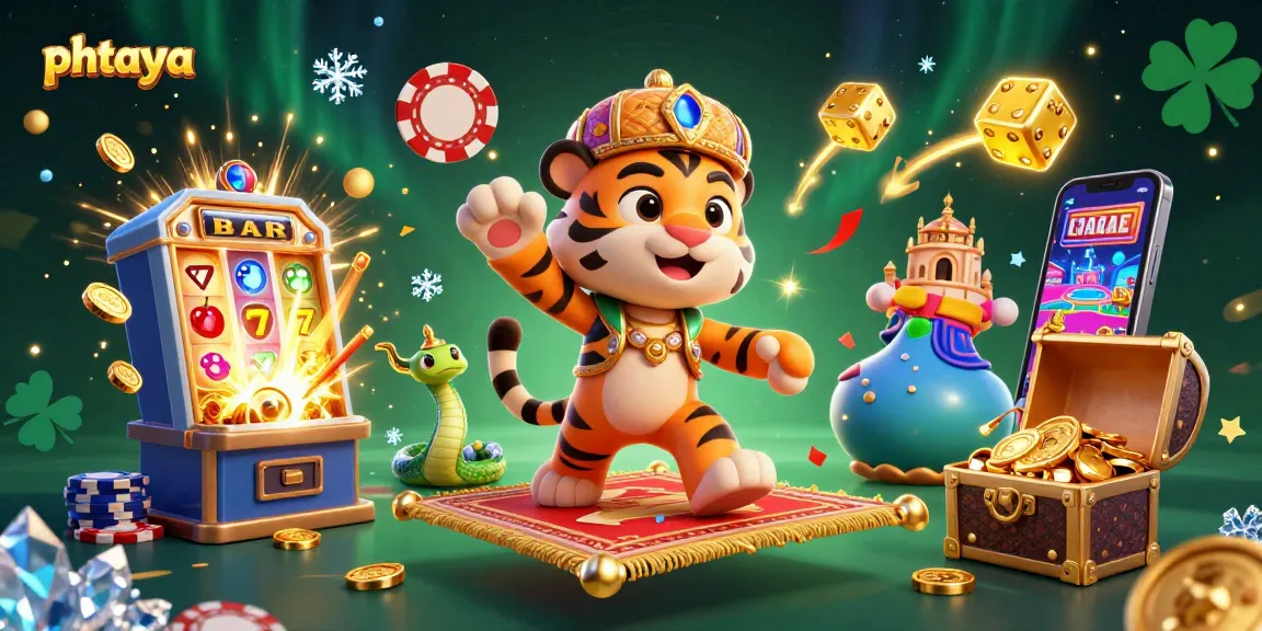 PHTAYA offers thrilling online gaming with vibrant casino action, showcasing a rich 3D representation of festive slot games.