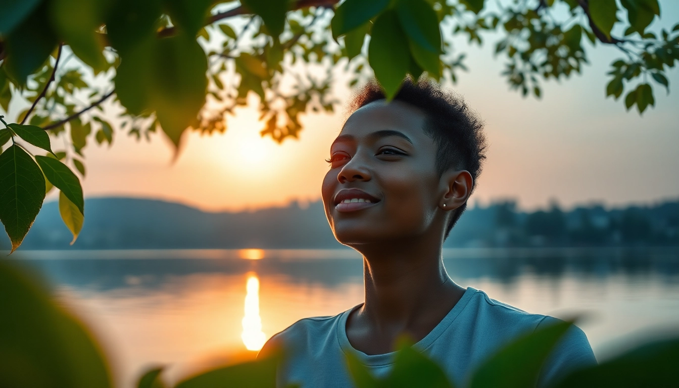 Enhancing emotional wellbeing through meditation in a serene natural setting.