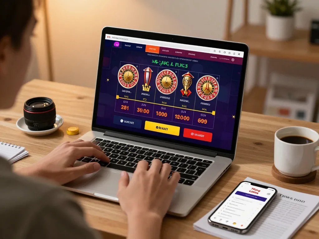 Engaging in online casino action on the 79king app from a cozy home setup, showcasing responsible gaming practices.