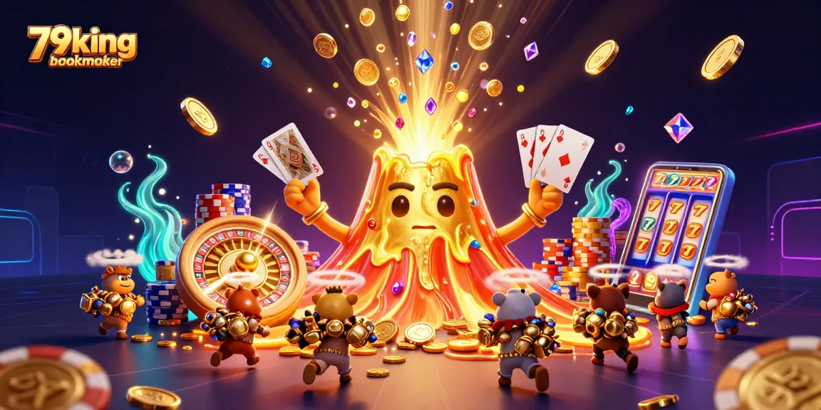 Experience the thrill with the 79king bookmaker, where golden coins rain down in a dynamic casino scene!