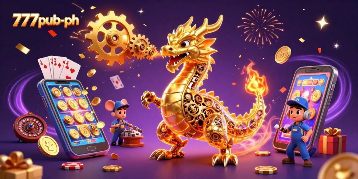 Experience thrilling gameplay at 777pub-ph with a golden dragon and exciting gaming elements.