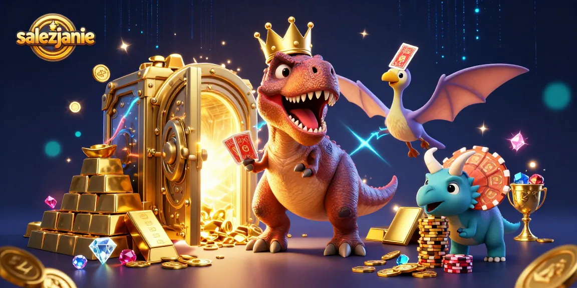 salezjanie grają w kasyno w towarzystwie dinozaurów, otoczeni złotem!
