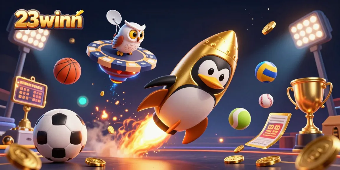 Experience thrilling action with 23winn as the golden penguin soars towards a casino space station!