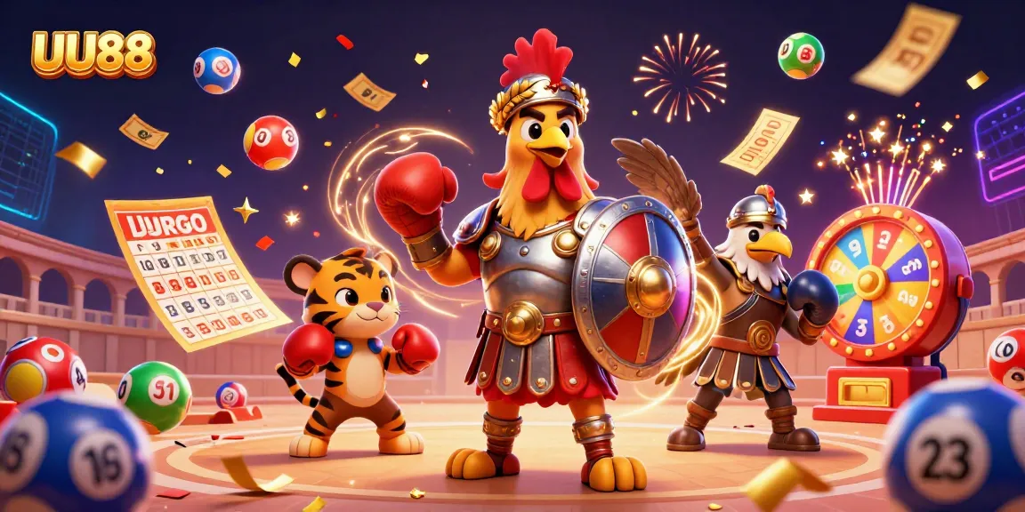 Experience the thrill of UU88 with a vibrant casino scene showcasing dynamic lottery elements and festive energy.