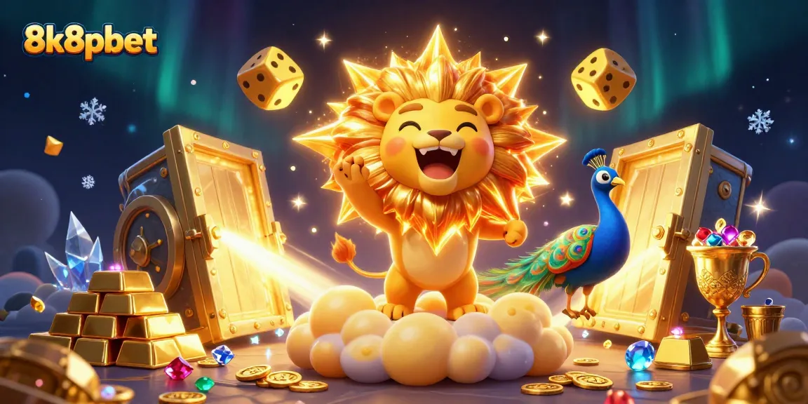 Experience the thrill of 8k8phbet's gaming with lively characters amidst treasures and dynamic casino elements.