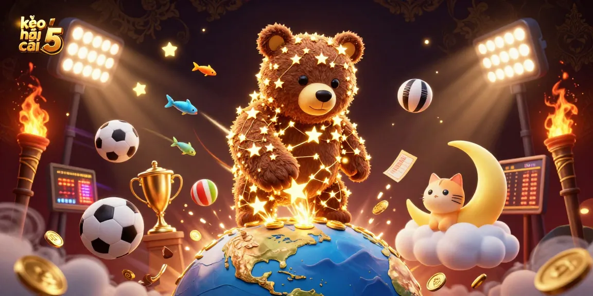 Capture winning moments with kèo nhà cái 5 in a vibrant, celestial casino scene.